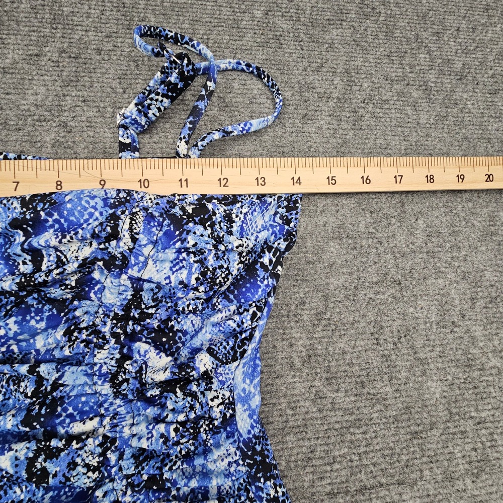 Swim Solutions One Piece Swimsuit Womens 8 Blue Snakeskin Tummy Control Shirred - Picture 6 of 9